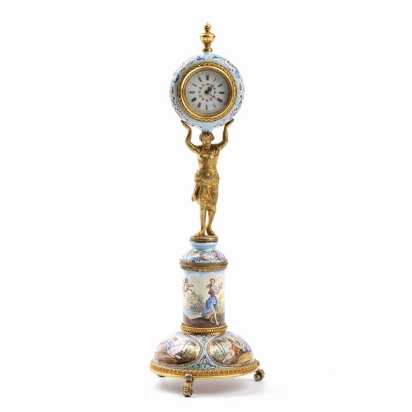 Orologio da tavolo in argento e smalti  - Asta Piccoli Orologi da tavolo Art Dco e Saliere d'Epoca dalle Collezioni Melandri di Objets de Vertu - Associazione Nazionale - Case d'Asta italiane