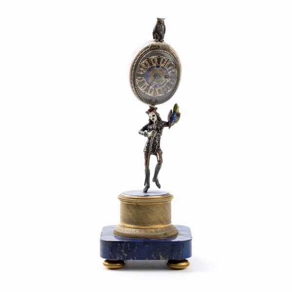 Orologio da tavolo in bronzo e lapislazuli  - Asta Piccoli Orologi da tavolo Art Dco e Saliere d'Epoca dalle Collezioni Melandri di Objets de Vertu - Associazione Nazionale - Case d'Asta italiane