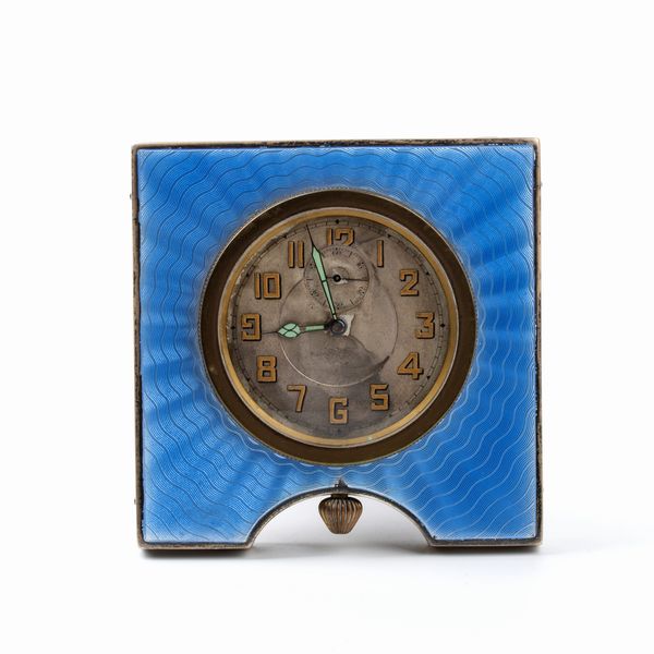 Sanders & Mackenzie (Ernest Wilfred Sanders & Henry Arthur Mackenzie) : Orologio da tavolo Art Dco in argento e smalti  - Asta Piccoli Orologi da tavolo Art Dco e Saliere d'Epoca dalle Collezioni Melandri di Objets de Vertu - Associazione Nazionale - Case d'Asta italiane