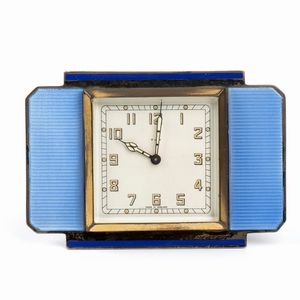 SMITHS : Orologio da tavolo Art Dco in argento e smalti  - Asta Piccoli Orologi da tavolo Art Dco e Saliere d'Epoca dalle Collezioni Melandri di Objets de Vertu - Associazione Nazionale - Case d'Asta italiane