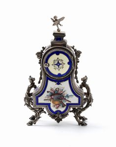 Orologio da tavolo in argento e smalti  - Asta Piccoli Orologi da tavolo Art Dco e Saliere d'Epoca dalle Collezioni Melandri di Objets de Vertu - Associazione Nazionale - Case d'Asta italiane