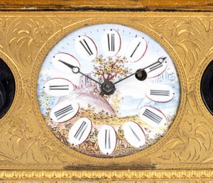 Orologio da tavolo con calamaio in smalti policromi  - Asta Piccoli Orologi da tavolo Art Dco e Saliere d'Epoca dalle Collezioni Melandri di Objets de Vertu - Associazione Nazionale - Case d'Asta italiane