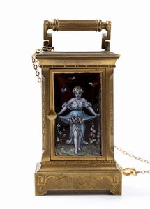 Orologio da tavolo Art Dco con smalti  - Asta Piccoli Orologi da tavolo Art Dco e Saliere d'Epoca dalle Collezioni Melandri di Objets de Vertu - Associazione Nazionale - Case d'Asta italiane