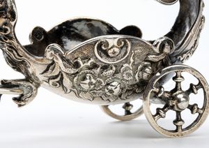 Martin Sugar : Coppia di saliere in argento  - Asta Piccoli Orologi da tavolo Art Dco e Saliere d'Epoca dalle Collezioni Melandri di Objets de Vertu - Associazione Nazionale - Case d'Asta italiane