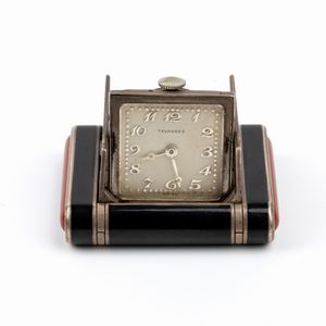 Tavannes Watch Co : Orologio da tasca Art Dco in argento e smalti  - Asta Piccoli Orologi da tavolo Art Dco e Saliere d'Epoca dalle Collezioni Melandri di Objets de Vertu - Associazione Nazionale - Case d'Asta italiane