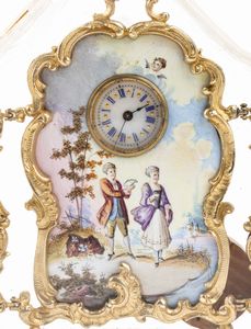 Orologio da tavolo in bronzo e smalti  - Asta Piccoli Orologi da tavolo Art Dco e Saliere d'Epoca dalle Collezioni Melandri di Objets de Vertu - Associazione Nazionale - Case d'Asta italiane