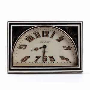 MAPPIN & WEBB - London & Paris - Orologio da tavolo Art Dco in argento e smalti