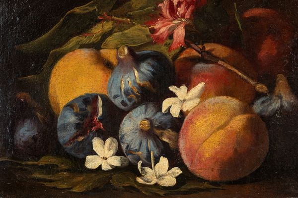 Aniello Ascione : Fichi, prugne, melograno e fiori; Fichi, pesche e fiori  - Asta Arredi e Dipinti Antichi da una Dimora Lombarda - Associazione Nazionale - Case d'Asta italiane