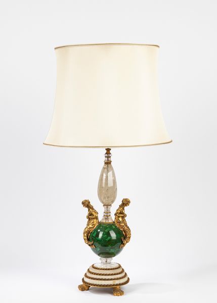 Lampada da tavolo stile Impero in cristallo di Rocca e malachite montata in bronzo dorato  - Asta Arredi e Dipinti Antichi da una Dimora Lombarda - Associazione Nazionale - Case d'Asta italiane