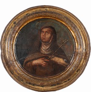 Scuola italiana, secolo XVIII : San Giuda Taddeo, Santa Teresa d'Avila, San Francesco, Santa Rosa da Lima e Santo in preghiera  - Asta Arredi e Dipinti Antichi da una Dimora Lombarda - Associazione Nazionale - Case d'Asta italiane