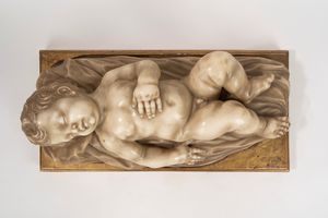 Scuola toscana, seconda metà del secolo XVII : Putto dormiente  - Asta Arredi e Dipinti Antichi da una Dimora Lombarda - Associazione Nazionale - Case d'Asta italiane