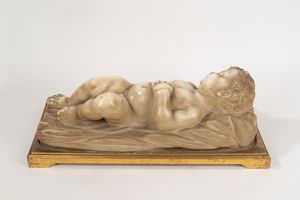 Scuola toscana, seconda metà del secolo XVII : Putto dormiente  - Asta Arredi e Dipinti Antichi da una Dimora Lombarda - Associazione Nazionale - Case d'Asta italiane