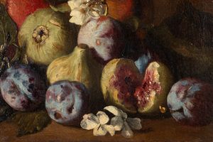 Aniello Ascione : Fichi, prugne, melograno e fiori; Fichi, pesche e fiori  - Asta Arredi e Dipinti Antichi da una Dimora Lombarda - Associazione Nazionale - Case d'Asta italiane