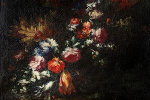 Margherita Caffi : Rose, tulipani, garofani e altri fiori en plein air  - Asta Arredi e Dipinti Antichi da una Dimora Lombarda - Associazione Nazionale - Case d'Asta italiane