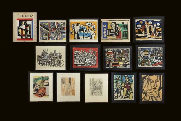 FERNAND LEGER Argentan (Francia) 1881 - 1955 Gif-sur-Yvette (Francia) : Contrastes. Prface de Louis Aragon.Paris  Au Vent d'Arles 1959-cartella di 13 litografie  - Asta Grafica - Associazione Nazionale - Case d'Asta italiane