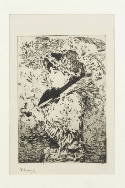 EDOUARD MANET Parigi 1832 - 1883 : Jeanne 1882  - Asta Grafica - Associazione Nazionale - Case d'Asta italiane