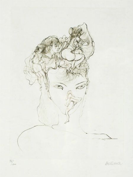 HANS BELLMER Katowice (Polonia)1902 - 1975 Parigi : Les chants de Maldarol n. 8 1971  - Asta Grafica - Associazione Nazionale - Case d'Asta italiane