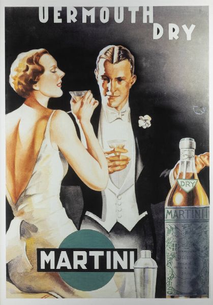 DOMENICO LUBATTI Italia 1904-1943 : Vermouth Dry Martini 1930  - Asta Grafica - Associazione Nazionale - Case d'Asta italiane