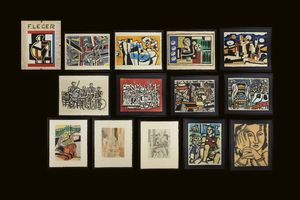 FERNAND LEGER Argentan (Francia) 1881 - 1955 Gif-sur-Yvette (Francia) - Contrastes. Prface de Louis Aragon.Paris  Au Vent d'Arles 1959-cartella di 13 litografie