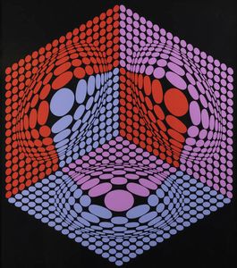 VICTOR VASARELY Pcs (Ungheria) 1908 - 1997 Parigi - Composition H 1975 circa