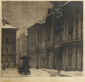 FRANCESCO MENNYEY Torino 1889 - 1950 - Vecchia Torino (Piazza Carignano)