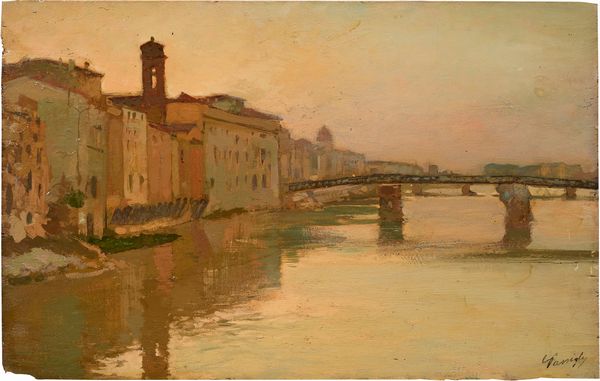 Carlo Passigli : Ponte Santa Trinita  - Asta Maioliche, Sculture e Dipinti Antichi - Associazione Nazionale - Case d'Asta italiane