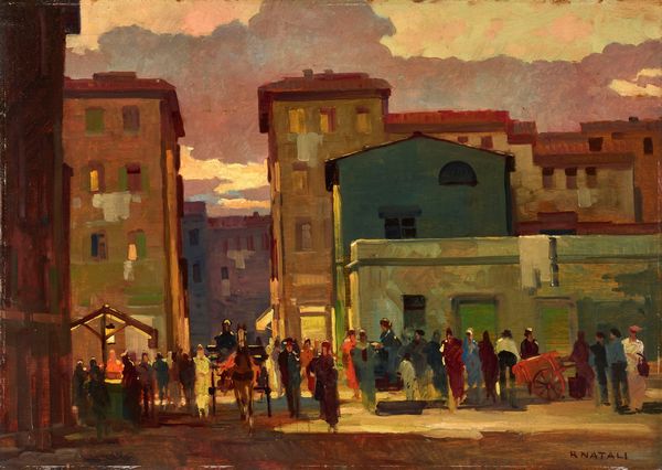 Renato Natali : Mercato in Piazza Cavallotti a Livorno  - Asta Maioliche, Sculture e Dipinti Antichi - Associazione Nazionale - Case d'Asta italiane