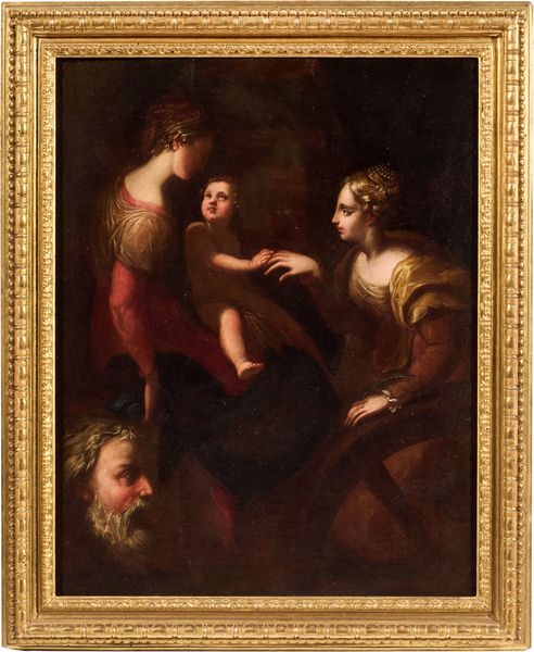 Scuola del Parmigianino del XVI secolo : Nozze mistiche di Santa Caterina  - Asta Maioliche, Sculture e Dipinti Antichi - Associazione Nazionale - Case d'Asta italiane