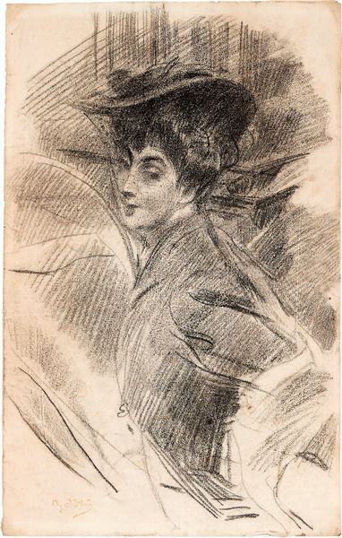 Giovanni Boldini : Signora con cappello e veletta  - Asta Maioliche, Sculture e Dipinti Antichi - Associazione Nazionale - Case d'Asta italiane