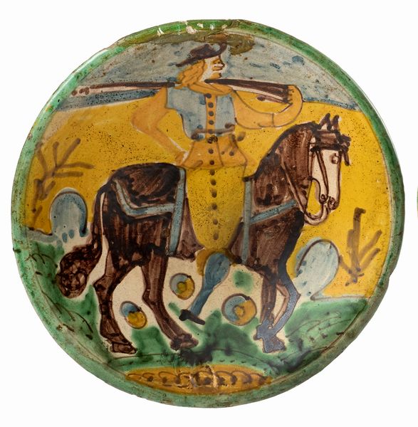 Due piatti in maiolica policroma giallo, verde, blu, ocra e manganese  - Asta Maioliche, Sculture e Dipinti Antichi - Associazione Nazionale - Case d'Asta italiane