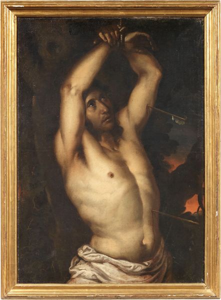 Scuola genovese del XVII secolo : San Sebastiano  - Asta Maioliche, Sculture e Dipinti Antichi - Associazione Nazionale - Case d'Asta italiane