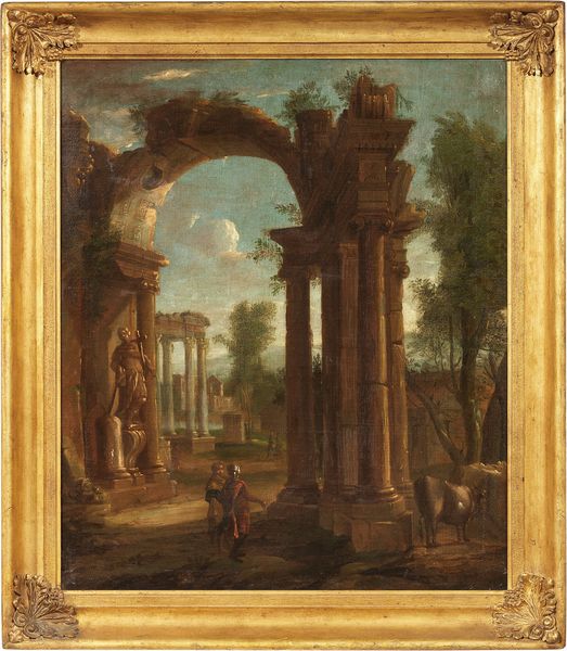 Pittore fiammingo inizio XVIII secolo : Capriccio architettonico  - Asta Maioliche, Sculture e Dipinti Antichi - Associazione Nazionale - Case d'Asta italiane