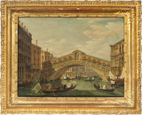 Ignoto vedutista veneto del XIX secolo : Veduta del Ponte di Rialto  - Asta Maioliche, Sculture e Dipinti Antichi - Associazione Nazionale - Case d'Asta italiane