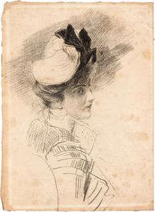 Giovanni Boldini - Testa di signora con cappello