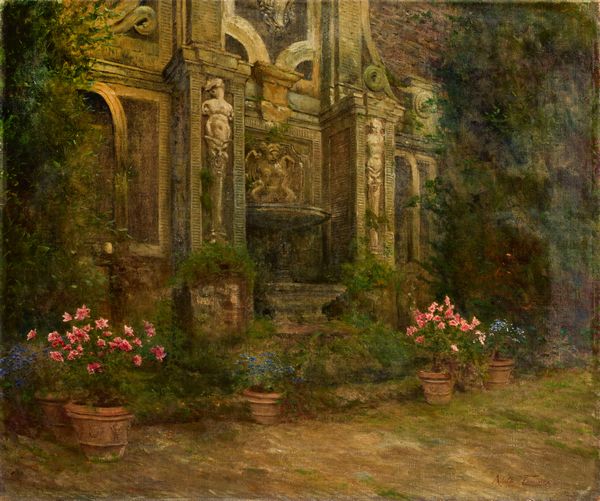 Adolfo Tommasi : La fontana nel giardino di Villa Oliva Buonvisi a Lucca  - Asta Dipinti e Sculture del XIX e XX secolo - Associazione Nazionale - Case d'Asta italiane