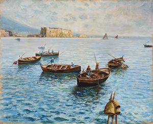 Attilio Pratella - Marina con pescatori