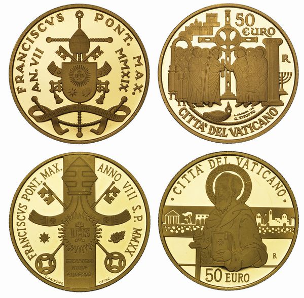 VATICANO. FRANCESCO, dal 2013. Lotto di due monete.  - Asta Numismatica - Associazione Nazionale - Case d'Asta italiane