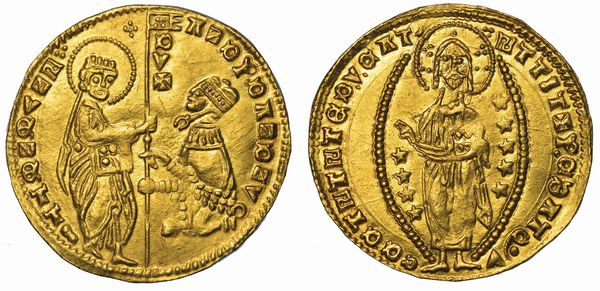 CHIARENZA. ROBERTO D'ANGIO' PRINCIPE DI ACAIA, 1346-1364. Imitazione orientale del ducato veneziano di Andrea Dandolo, 1343-1354.  - Asta Numismatica - Associazione Nazionale - Case d'Asta italiane