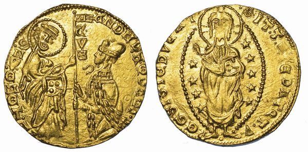 CHIARENZA. ROBERTO D'ANGI PRINCIPE DI ACAIA, 1346-1364. Imitazione orientale del ducato veneziano di Andrea Dandolo, 1343-1354.  - Asta Numismatica - Associazione Nazionale - Case d'Asta italiane