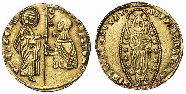 CHIARENZA. ROBERTO D'ANGIO' PRINCIPE DI ACAIA, 1346-1364. Imitazione orientale del ducato veneziano di Andrea Dandolo, 1343-1354.  - Asta Numismatica - Associazione Nazionale - Case d'Asta italiane