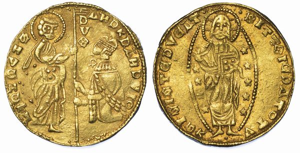 CHIARENZA. ROBERTO D'ANGI PRINCIPE DI ACAIA, 1346-1364. Imitazione orientale del ducato veneziano di Andrea Dandolo, 1343-1354.  - Asta Numismatica - Associazione Nazionale - Case d'Asta italiane