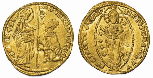 CHIARENZA. ROBERTO D'ANGI PRINCIPE DI ACAIA, 1346-1364. Imitazione orientale del ducato veneziano di Andrea Dandolo, 1343-1354.  - Asta Numismatica - Associazione Nazionale - Case d'Asta italiane