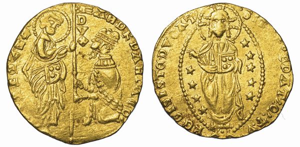 CHIARENZA. ROBERTO D'ANGI PRINCIPE DI ACAIA, 1346-1364. Imitazione orientale del ducato veneziano di Andrea Dandolo, 1343-1354.  - Asta Numismatica - Associazione Nazionale - Case d'Asta italiane