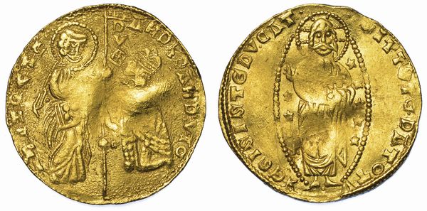 CHIARENZA. ROBERTO D'ANGIO' PRINCIPE DI ACAIA, 1346-1364. Imitazione orientale del ducato veneziano di Andrea Dandolo, 1343-1354.  - Asta Numismatica - Associazione Nazionale - Case d'Asta italiane