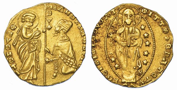 CHIARENZA. ROBERTO D'ANGI PRINCIPE DI ACAIA, 1346-1364. Imitazione orientale del ducato veneziano di Andrea Dandolo, 1343-1354.  - Asta Numismatica - Associazione Nazionale - Case d'Asta italiane