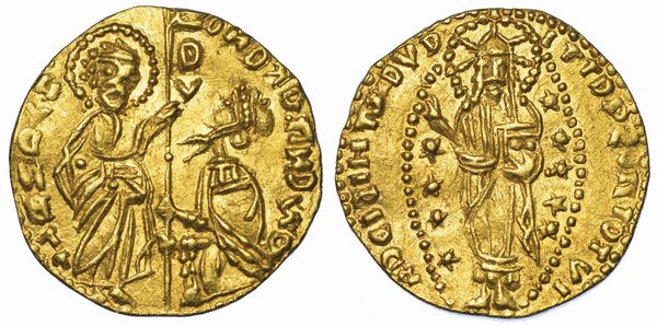 CHIARENZA. ROBERTO D'ANGI PRINCIPE DI ACAIA, 1346-1364. Imitazione orientale del ducato veneziano di Andrea Dandolo, 1343-1354.  - Asta Numismatica - Associazione Nazionale - Case d'Asta italiane