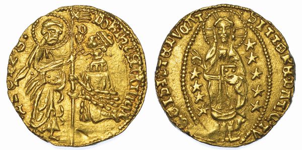 FOCEA VECCHIA (Foglia Vecchia). DORINO GATTILUSIO, 1428-1449. Imitazione orientale dello zecchino veneziano.  - Asta Numismatica - Associazione Nazionale - Case d'Asta italiane