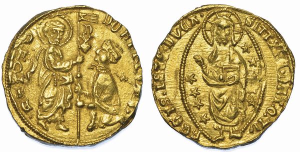 FOCEA VECCHIA (Foglia Vecchia). DORINO GATTILUSIO, 1428-1449. Imitazione orientale dello zecchino veneziano.  - Asta Numismatica - Associazione Nazionale - Case d'Asta italiane