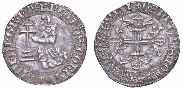 RODI. PIERRE DE CORNEILLAN (28 Gran Maestro dell'Ordine dei Cavalieri Ospitalieri di Rodi e Malta), 1354-1355. Gigliato.  - Asta Numismatica - Associazione Nazionale - Case d'Asta italiane