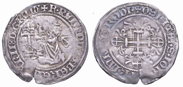 RODI. RAYMOND BERENGER (30 Gran Maestro dell'Ordine dei Cavalieri Ospitalieri di Rodi e Malta), 1365-1374. Gigliato.  - Asta Numismatica - Associazione Nazionale - Case d'Asta italiane